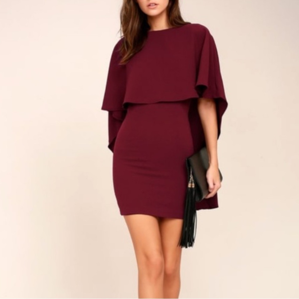 Lulu's Burgundy Cape Dress